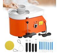 Potuem Pottery Wheel 350W, Electric Pottery Wheels 25cm Turntable, Pottery Forming Machine with Handle, Pedal and Removable ABS Basin, Pottery Wheel for Adults Kids Beginners DIY Clay Art, Orange