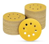 POTUINOM 100 Pack 5 Inch 8 Hole Sanding Discs, 320 Grit, Round Zirconium Corundum, for Random Orbital Sander