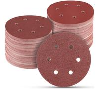 POTUINOM 100 PCS 6 Inch Sanding Discs, 6 Hole Hook and Loop Sandpaper 60 80 120 240 400 Grit Set, Round Orbital Sand Paper Discs for Sander