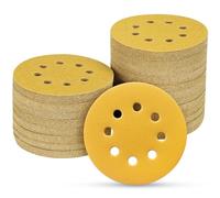 POTUINOM 5 Inch 8-Hole Sanding Disc Hook and Loop 240-Grit Alumina Orbital Sanding Pads 100-Pack Sandpaper for Polishing, Grinding