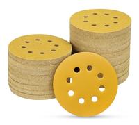 POTUINOM 5 Inch 8-Hole Sanding Disc Hook and Loop 400-Grit Alumina Orbital Sanding Pads 100-Pack Sandpaper for Polishing, Grinding