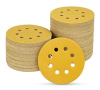 POTUINOM 5 Inch 8-Hole Sanding Disc Hook and Loop 600-Grit Alumina Orbital Sanding Pads 100-Pack Sandpaper for Polishing, Grinding