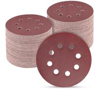 POTUINOM 5 Inch 8 Hole Sanding Discs, 100 PCS 400-Grit Hook and Loop Sandpaper, Round Alumina Orbital Sander Pads for Polishing, Grinding, Woodworking