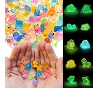 POTWPOT Mini Resin Animals Figures (Set of 60) | 60 Styles No Repeat, Glow in the Dark, Great for Micro Landscape Potted Garden Aquarium Dollhouse Decor (Small)