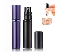 POTWPOT Refillable Atomizer, 2 Pack 5ML Atomiser Perfume Spray Bottle Travel Size, Black & Purple