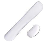 Poualss Memory Foam Set Keyboard and Mouse Wrist Pad Rest,PU Leather Keyboard Wrist Rest Pad Cushion Support for Office,Gaming,Computer,Laptop and Mac,Pain Relief& Easy Typing (White)