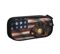 Pouch For School Office Supplies American Flag Baseball Big Capacity Pen Case Large Capacity Pencil Bag For Students Stationery Pouch Pencil Box Desk Organizer With Smooth Zipper Portable Pencil