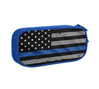 Pouch For School Office Supplies American Thin Blue Line Flag Big Capacity Pen Case Large Capacity Pencil Bag For Students Stationery Pouch Pencil Box Desk Organizer With Smooth Zipper Portable Pencil