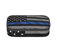Pouch For School Office Supplies American Thin Blue Line Flag Big Capacity Pen Case Large Capacity Pencil Bag For Students Stationery Pouch Pencil Box Desk Organizer With Smooth Zipper Portable Pencil