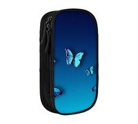 Pouch For School Office Supplies Big Capacity Beautiful Blue Butterfly Pen Case Large Capacity Pencil Bag For Students Stationery Pouch Pencil Box Desk Organizer With Smooth Zipper Portable Pencil