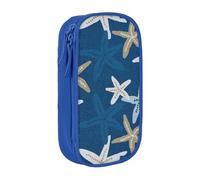 Pouch For School Office Supplies Big Capacity Blue Background Starfish Pen Case Large Capacity Pencil Bag For Students Stationery Pouch Pencil Box Desk Organizer With Smooth Zipper Portable Pencil