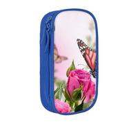 Pouch For School Office Supplies Big Capacity Butterfly Kissing Flowers Pen Case Large Capacity Pencil Bag For Students Stationery Pouch Pencil Box Desk Organizer With Smooth Zipper Portable Pencil