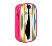 Pouch For School Office Supplies Big Capacity Mid-Century Modern Art Cat Pen Case Large Capacity Pencil Bag For Students Stationery Pouch Pencil Box Desk Organizer With Smooth Zipper Portable Pencil