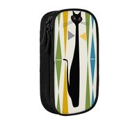 Pouch For School Office Supplies Big Capacity Mid-Century Modern Art Cat Pen Case Large Capacity Pencil Bag For Students Stationery Pouch Pencil Box Desk Organizer With Smooth Zipper Portable Pencil
