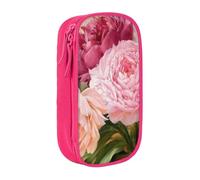 Pouch For School Office Supplies Big Capacity Peony Flowers Blossom Pen Case Large Capacity Pencil Bag For Students Stationery Pouch Pencil Box Desk Organizer With Smooth Zipper Portable Pencil