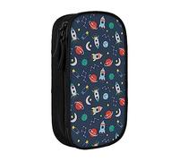 Pouch For School Office Supplies Big Capacity Rocket Clipart Space Ship Pen Case Large Capacity Pencil Bag For Students Stationery Pouch Pencil Box Desk Organizer With Smooth Zipper Portable Pencil
