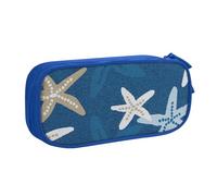 Pouch For School Office Supplies Blue Background Starfish Big Capacity Pen Case Large Capacity Pencil Bag For Students Stationery Pouch Pencil Box Desk Organizer With Smooth Zipper Portable Pencil