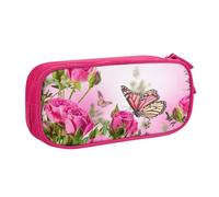 Pouch For School Office Supplies Butterfly Kissing Flowers Big Capacity Pen Case Large Capacity Pencil Bag For Students Stationery Pouch Pencil Box Desk Organizer With Smooth Zipper Portable Pencil