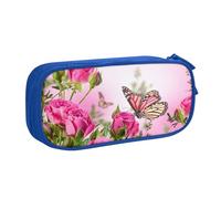 Pouch For School Office Supplies Butterfly Kissing Flowers Big Capacity Pen Case Large Capacity Pencil Bag For Students Stationery Pouch Pencil Box Desk Organizer With Smooth Zipper Portable Pencil