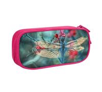 Pouch For School Office Supplies Dragonfly On The Flower Big Capacity Pen Case Large Capacity Pencil Bag For Students Stationery Pouch Pencil Box Desk Organizer With Smooth Zipper Portable Pencil