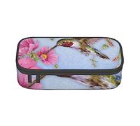 Pouch For School Office Supplies Humming Birds With Pink Big Capacity Pen Case Large Capacity Pencil Bag For Students Stationery Pouch Pencil Box Desk Organizer With Smooth Zipper Portable Pencil