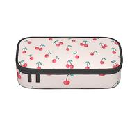 Pouch For School Office Supplies Lovely Sweet Red Cherry Big Capacity Pen Case Large Capacity Pencil Bag For Students Stationery Pouch Pencil Box Desk Organizer With Smooth Zipper Portable Pencil