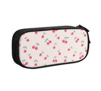 Pouch For School Office Supplies Lovely Sweet Red Cherry Big Capacity Pen Case Large Capacity Pencil Bag For Students Stationery Pouch Pencil Box Desk Organizer With Smooth Zipper Portable Pencil