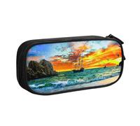 Pouch For School Office Supplies Pirate Ship In The Sunset Big Capacity Pen Case Large Capacity Pencil Bag For Students Stationery Pouch Pencil Box Desk Organizer With Smooth Zipper Portable Pencil