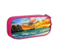 Pouch For School Office Supplies Pirate Ship In The Sunset Big Capacity Pen Case Large Capacity Pencil Bag For Students Stationery Pouch Pencil Box Desk Organizer With Smooth Zipper Portable Pencil