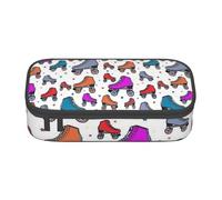 Pouch For School Office Supplies Roller Skates Colorful Big Capacity Pen Case Large Capacity Pencil Bag For Students Stationery Pouch Pencil Box Desk Organizer With Smooth Zipper Portable Pencil