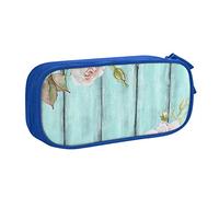 Pouch for School Office Supplies Teal Barn Door Floral Big Capacity Pen Case Large Capacity Pencil Bag for Students Stationery Pouch Pencil Box Desk Organizer with Smooth Zipper Portable Pencil