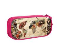 Pouch For School Office Supplies World Map Made Up Of Spices Big Capacity Pen Case Large Capacity Pencil Bag For Students Stationery Pouch Pencil Box Desk Organizer With Smooth Zipper Portable Pencil