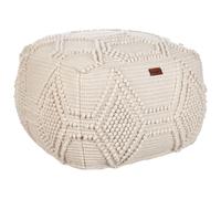 Beliani Wool Pouffe Beige Choim, Multi