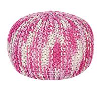 Cotton Knitted Pouffe 50 x 35 cm White and Pink CONRAD