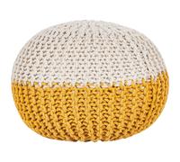 Beliani Cotton Knitted Pouffe 50 X 35 Cm Beige And Yellow Conrad