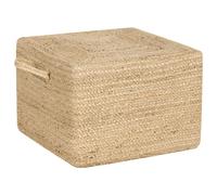 Beliani Jute Pouffe 45 X 45 X 30 Cm Natural Dhadar, Brown