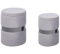 Set of 2 Storage Pouffes DORIS Velvet Light Grey