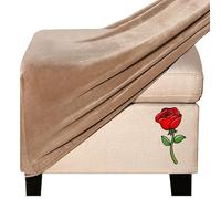 Pouffe Footstool Cover - Ottoman Slipcover Protector for Square, Rectangle, Round, Small, Large - Stretch Jacquard Velvet ( Color : @22 , Size : Sq