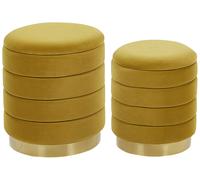 Pouffe GARLAND Set of 2 Mustard Velvet
