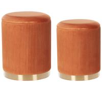 Pouffe MIRAMAR Set of 2 Orange Velvet