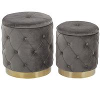 Set of 2 Storage Pouffes PUEBLO Velvet Grey