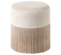 Beliani Velvet Pouffe With Tassels Beige Virginia