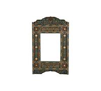 Poufs&Pillows Moroccan Wooden Mirror Frame Green - 100x60 cm - Hand painted Zouak Style Arabic Hanging Wall Mirror (Green Vintage)