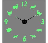 Poultry animals Acrylic Silhouette Mirror Sticker DIY Wall Art 3D Giant noctilucent Wall Clock Mute Room Decoration Gif 37inch