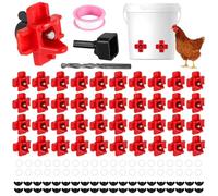 Poultry Auto Water Feeder, 40 Pcs Chicken Water Nipples, Horizontal Chicken Drinker Nipple Kit with Seal Tape Wing Nuts Drill Bit, Leakproof Waterer for Outdoor Chicken Coop