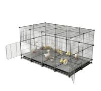 Poultry Cage With Tray And Feeding Accessories Chicken Coops With Roof Panels Spacious Metal Small Animal Enclosure For Ducks Chicks Quail Quails Rabbits, Easy Clean(142x72x77cm)