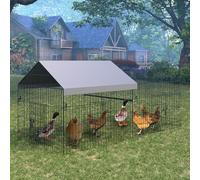 Poultry coops & cages，203 X 101 X101CM,Chicken Run Galvanised Walk-in Chicken Coop Hen Poultry House Cage with 4 Door and 1 Window for Outside Duck Rabbit Hen