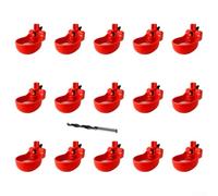 Poultry Drinker Set 25pcs Automatic Chicken Waterer Cups for 5 Gallon Buckets PVC Pipe Farm Livestock Hydration System Red(15pcs)