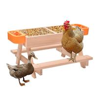 Poultry Feeder - Chicken Feeder and Waterer Set - Waterer Kit with Wooden Table, Poultry Feeding Equipment Pet Supplies for Farm Chick Duck Quail Bird