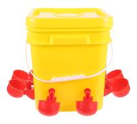 Poultry Feeder Container 12L Plastic PE Multi-Compartment Yellow 29x25x22cm | Wear-resistant Smooth Finish, Stable Structure, Multi-Bird Access, for Turkey Poults, Ducklings, Home Keeping